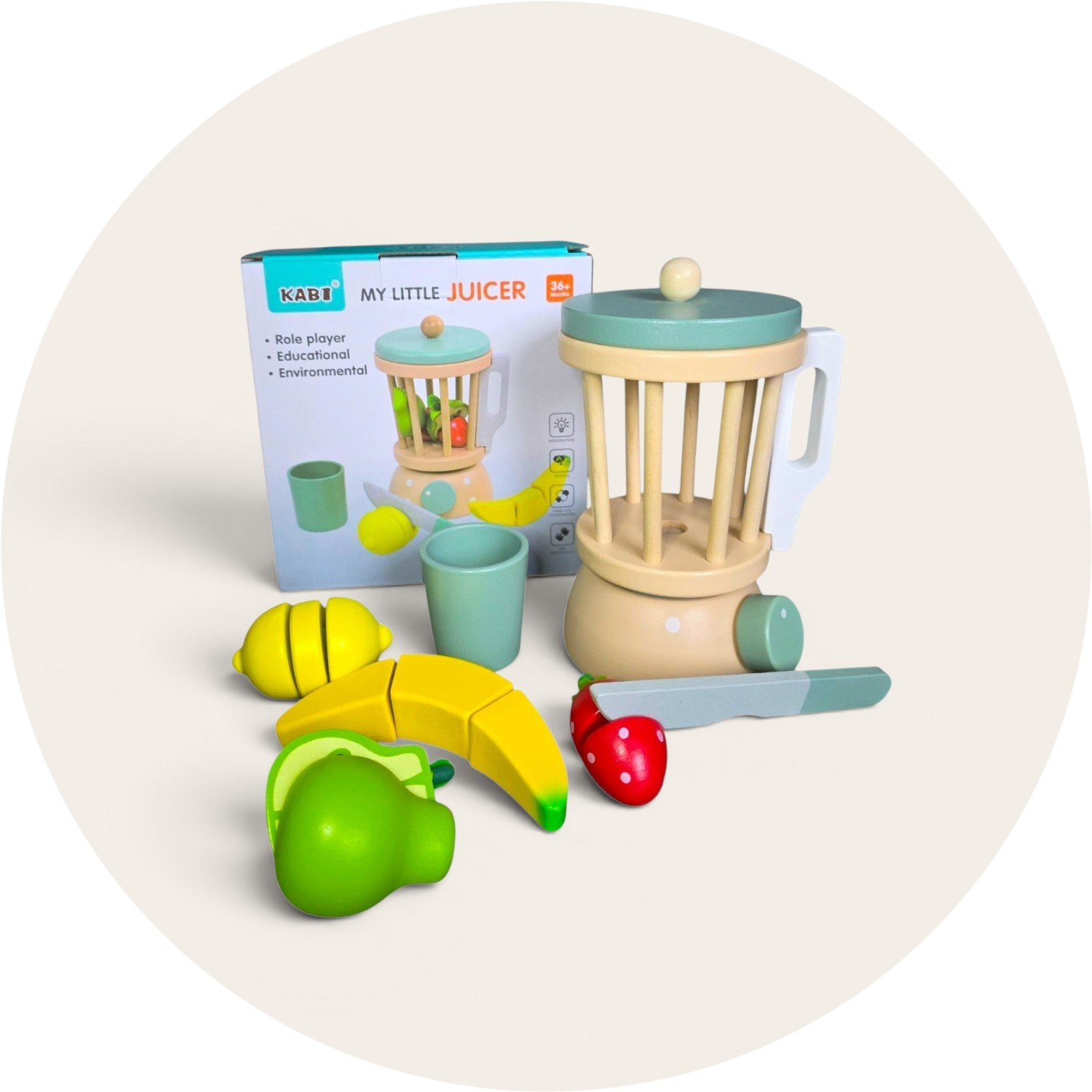 Drewniany Blender Koktajlowy z Owocami – Zestaw My Little Juicer