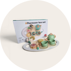 Drewniany Zestaw Herbaciany dla Dzieci –Afernoon tea set z Tacą i Akcesoriami