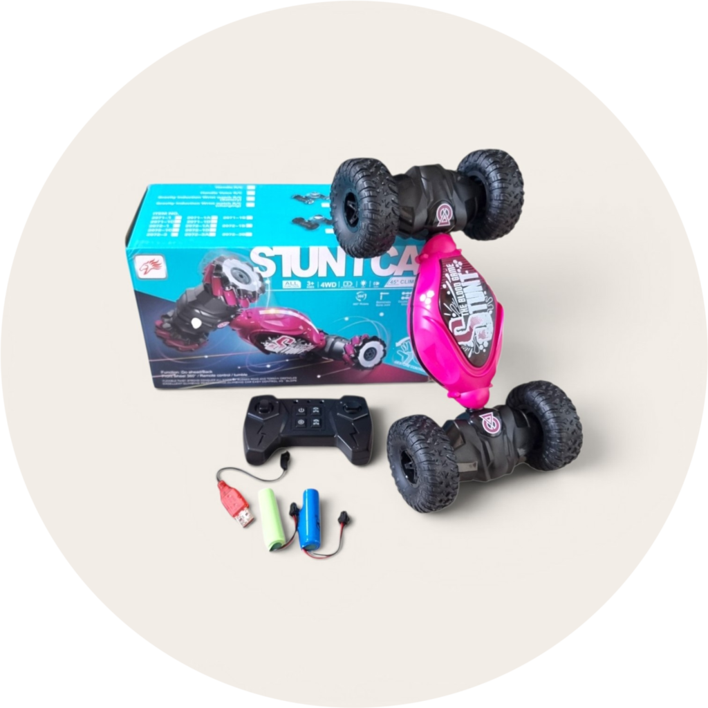 ​Różowy Samochód Zdalnie Sterowany Stunt Car 4WD – Terenowy Akrobata RC z Funkcją Transformacji i 2 Akumulatorami