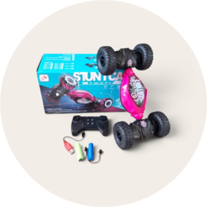​Różowy Samochód Zdalnie Sterowany Stunt Car 4WD – Terenowy Akrobata RC z Funkcją Transformacji i 2 Akumulatorami
