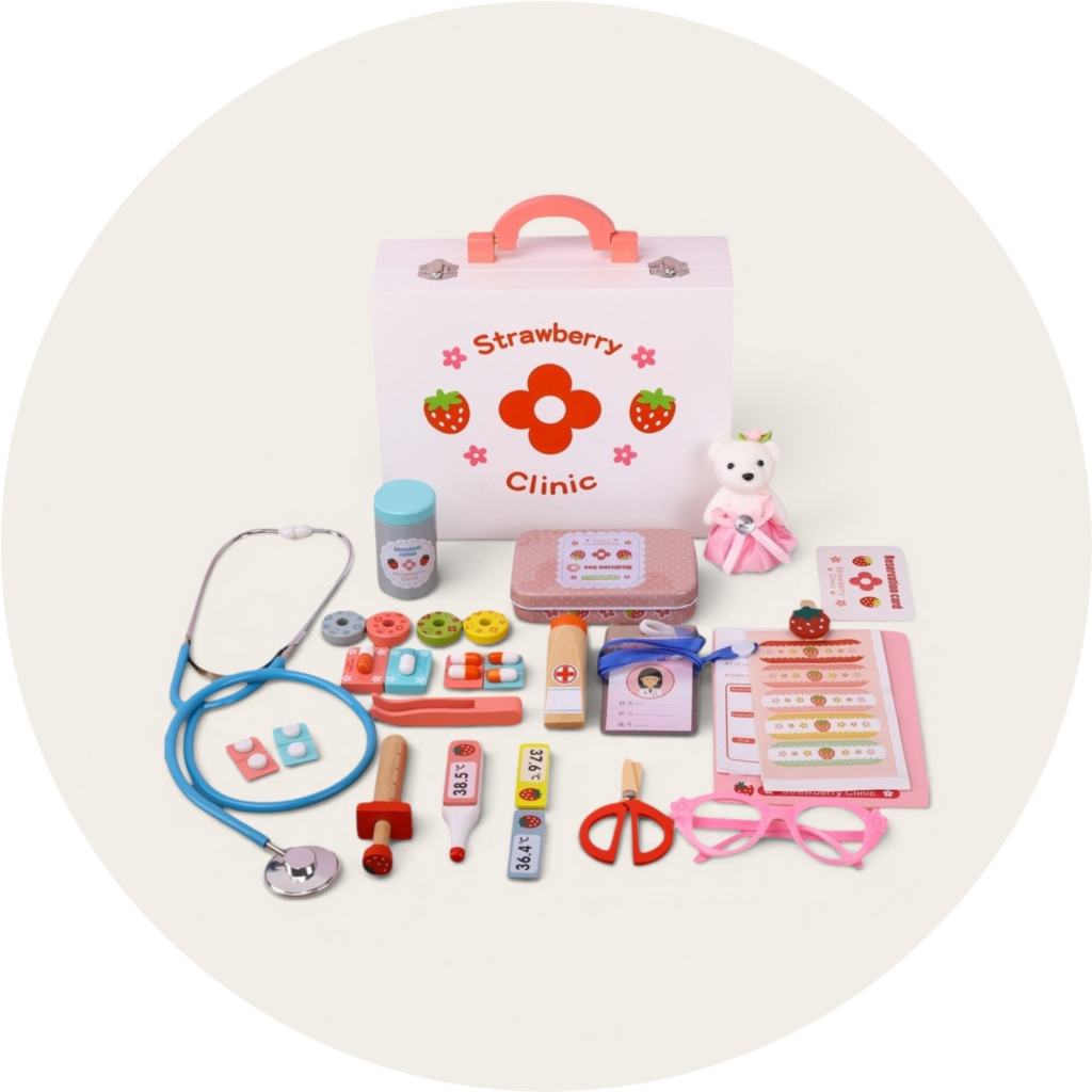 Drewniany Zestaw Lekarza Strawberry Clinic – Walizka i Akcesoria