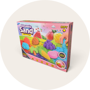 Piasek Kinetyczny Zestaw Owoce Warzywa - Piaskownica + Foremki 500g (2 kolory)