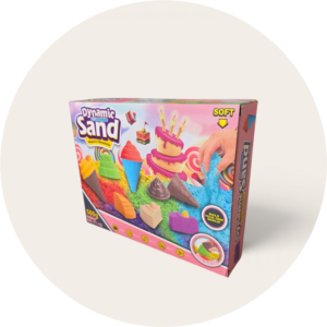 Piasek Kinetyczny Zestaw Lody i Desery - Piaskownica + Foremki 500g (2 kolory)