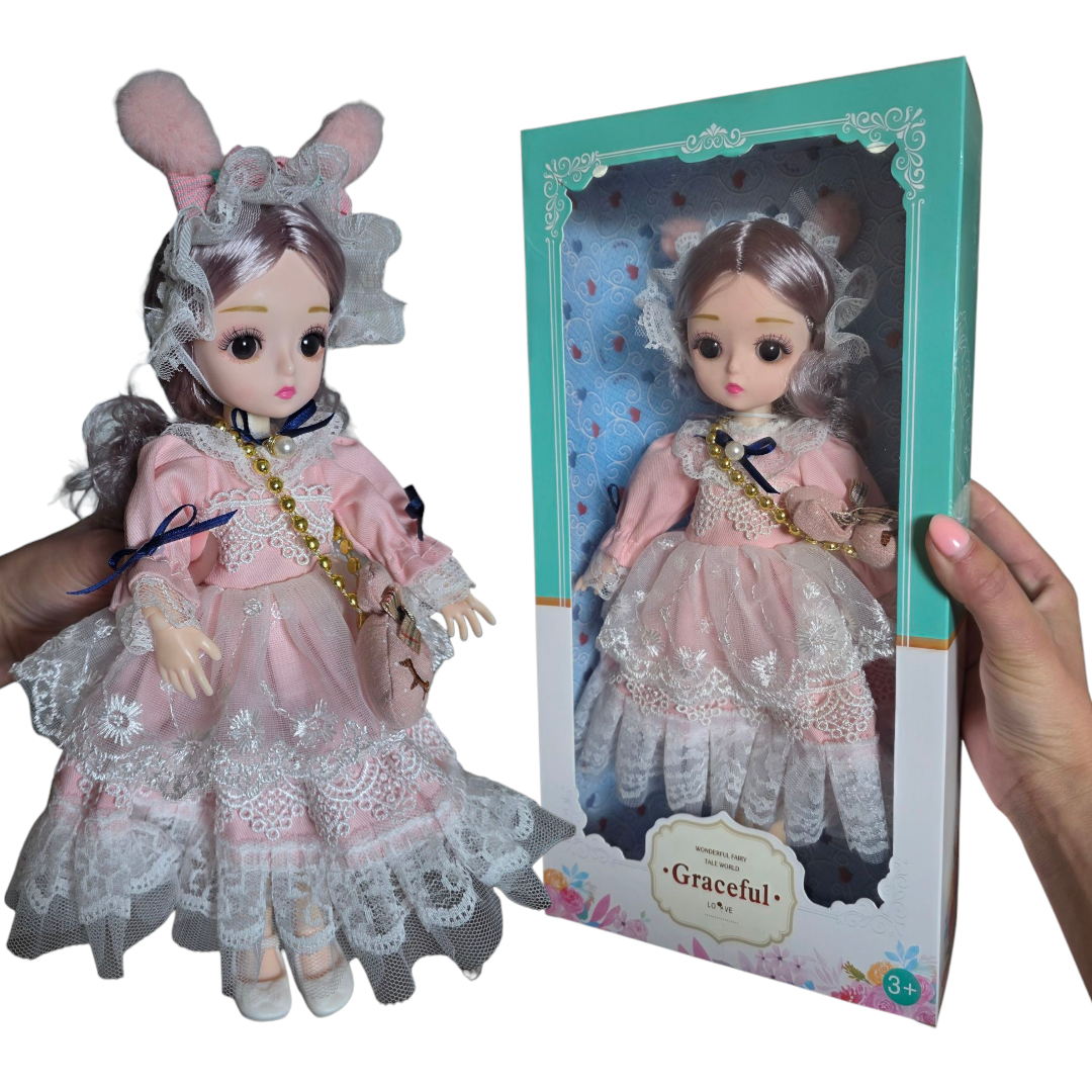 Lalka Kolekcjonerska 30 cm – Vintage Princesa z Uszkami i Ruchomymi Stawami - obrazek 2