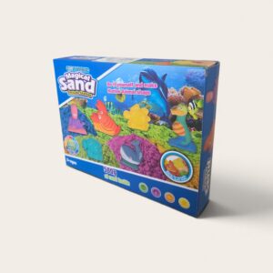 Piasek Kinetyczny Zestaw Podwodny Świat – Piaskownica + Foremki 500g (2 kolory)