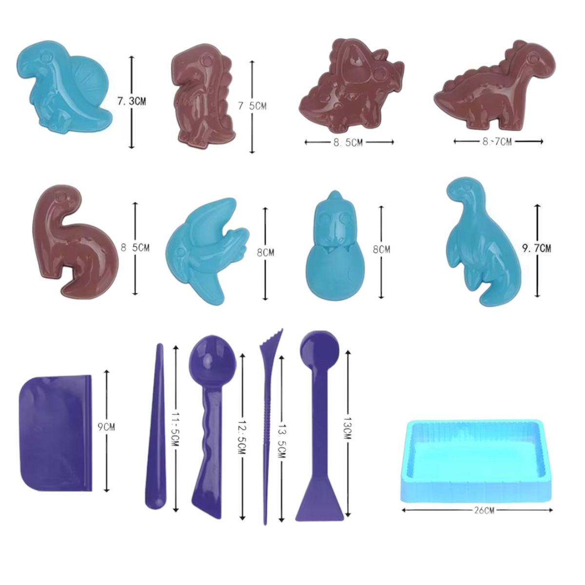 Piasek Kinetyczny Zestaw Dinozaury – Piaskownica + Foremki 500g (2kolory) - obrazek 7