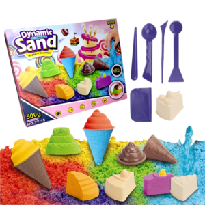​Piasek Kinetyczny Zestaw Lody i Desery - Piaskownica + Foremki 500g (2 kolory)