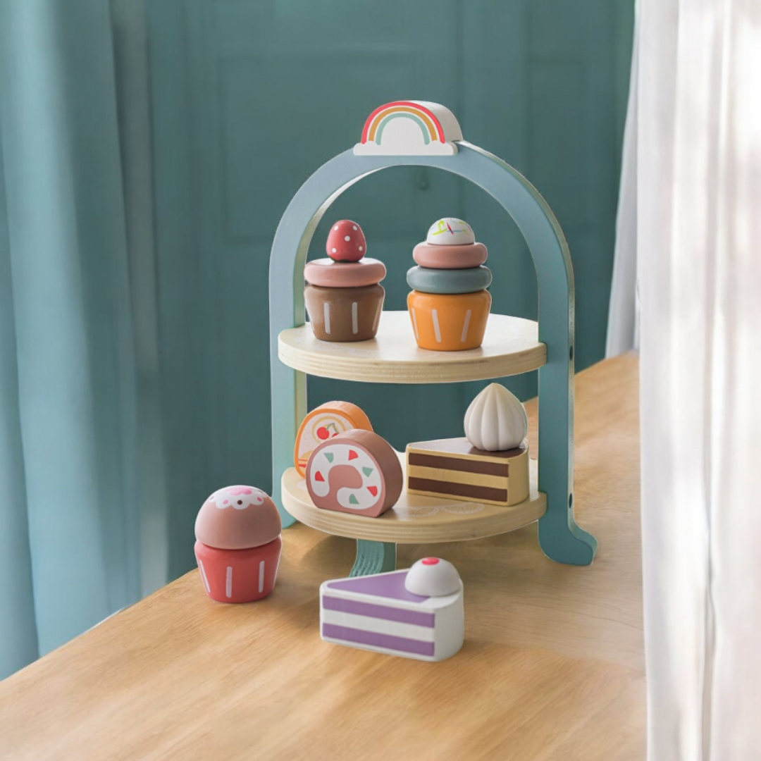 Drewniana Patera Cake Pop Shop – Edukacyjny Zestaw Deserowy z Tęczą - obrazek 5