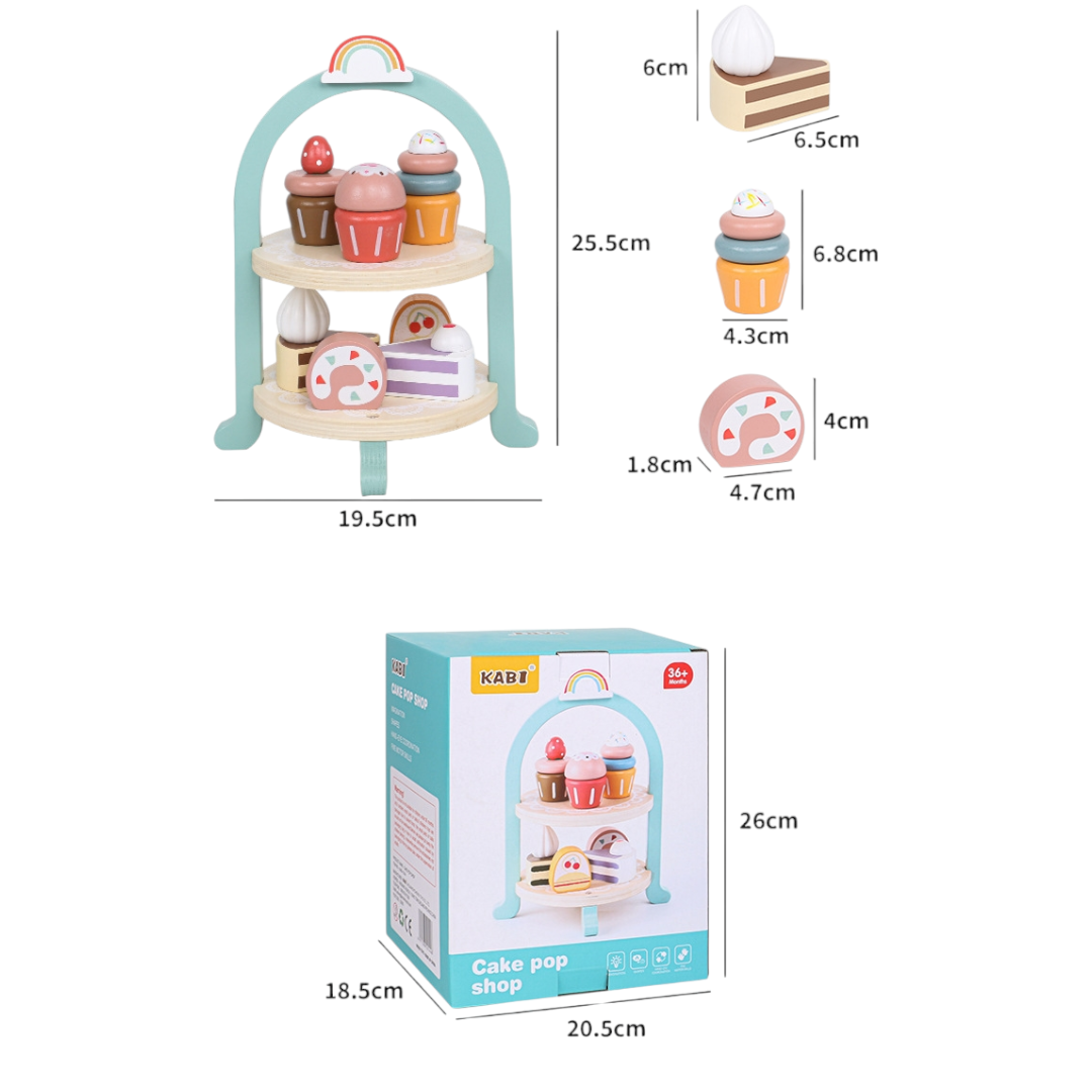 Drewniana Patera Cake Pop Shop – Edukacyjny Zestaw Deserowy z Tęczą - obrazek 9