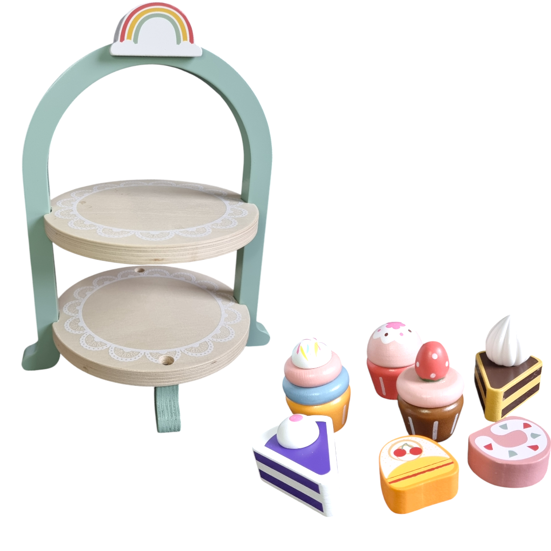 Drewniana Patera Cake Pop Shop – Edukacyjny Zestaw Deserowy z Tęczą - obrazek 8