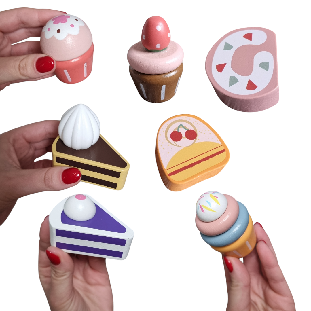 Drewniana Patera Cake Pop Shop – Edukacyjny Zestaw Deserowy z Tęczą - obrazek 6