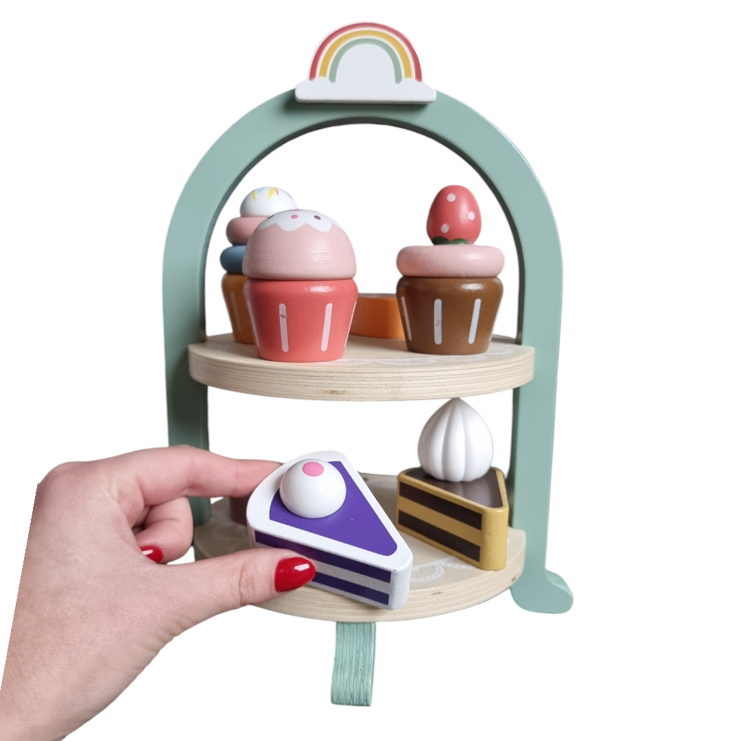 Drewniana Patera Cake Pop Shop – Edukacyjny Zestaw Deserowy z Tęczą - obrazek 7