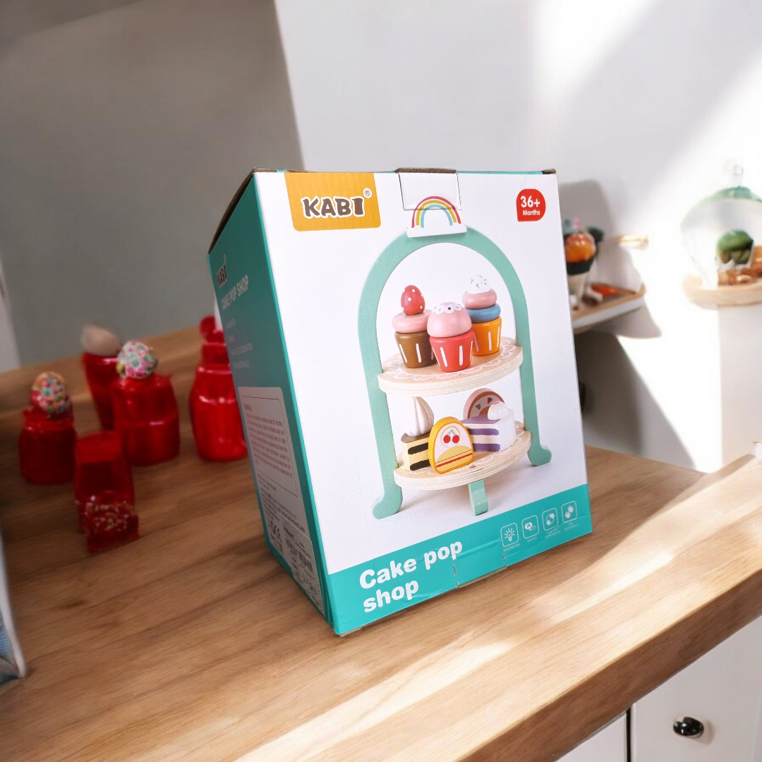 Drewniana Patera Cake Pop Shop – Edukacyjny Zestaw Deserowy z Tęczą - obrazek 3