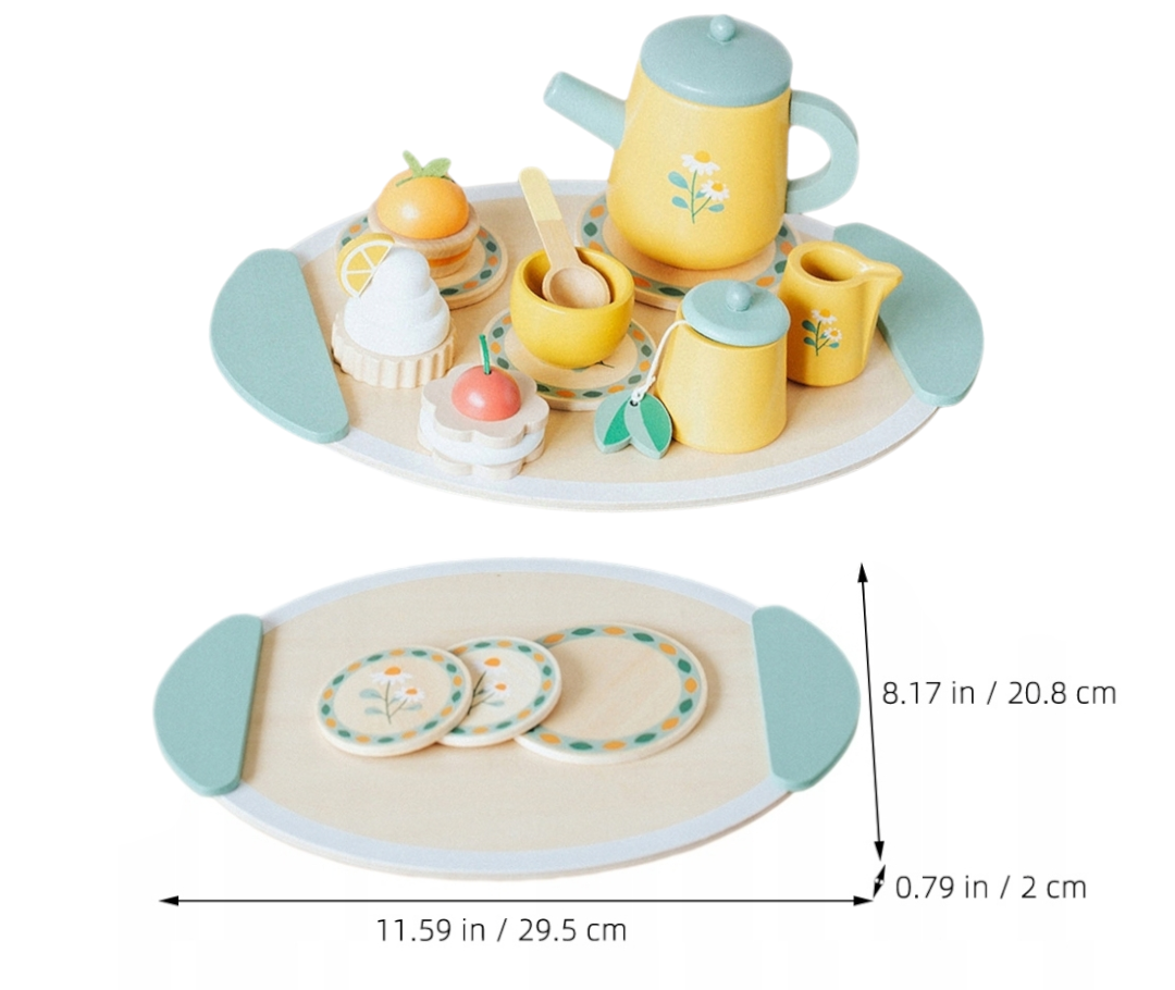 Drewniany Zestaw Herbaciany Słoneczny Tea Time z Tacą - obrazek 6