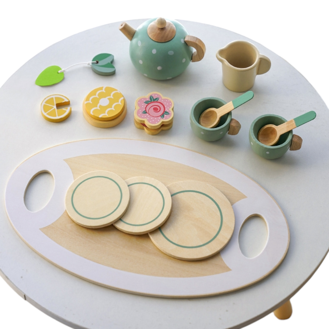 Drewniany Zestaw Herbaciany dla Dzieci –Afernoon tea set z Tacą i Akcesoriami - obrazek 5