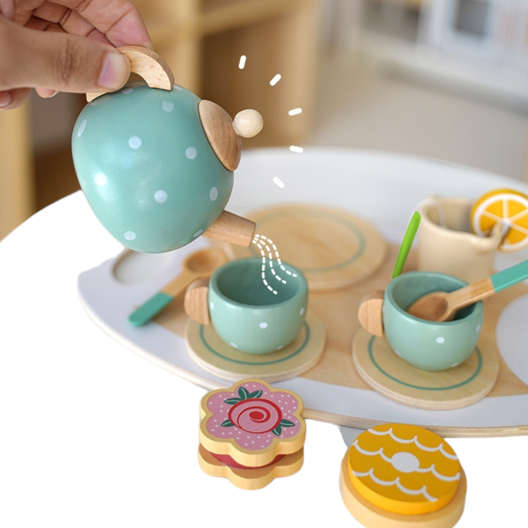 Drewniany Zestaw Herbaciany dla Dzieci –Afernoon tea set z Tacą i Akcesoriami - obrazek 6