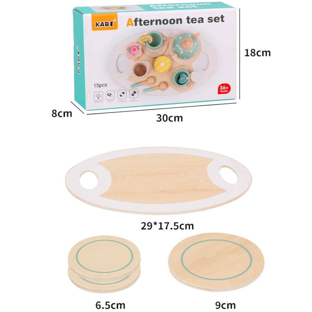 Drewniany Zestaw Herbaciany dla Dzieci –Afernoon tea set z Tacą i Akcesoriami - obrazek 8