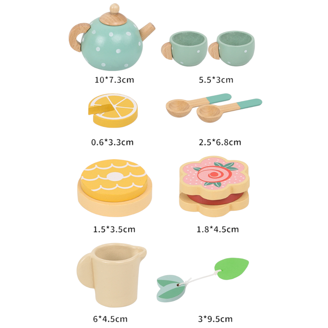 Drewniany Zestaw Herbaciany dla Dzieci –Afernoon tea set z Tacą i Akcesoriami - obrazek 9