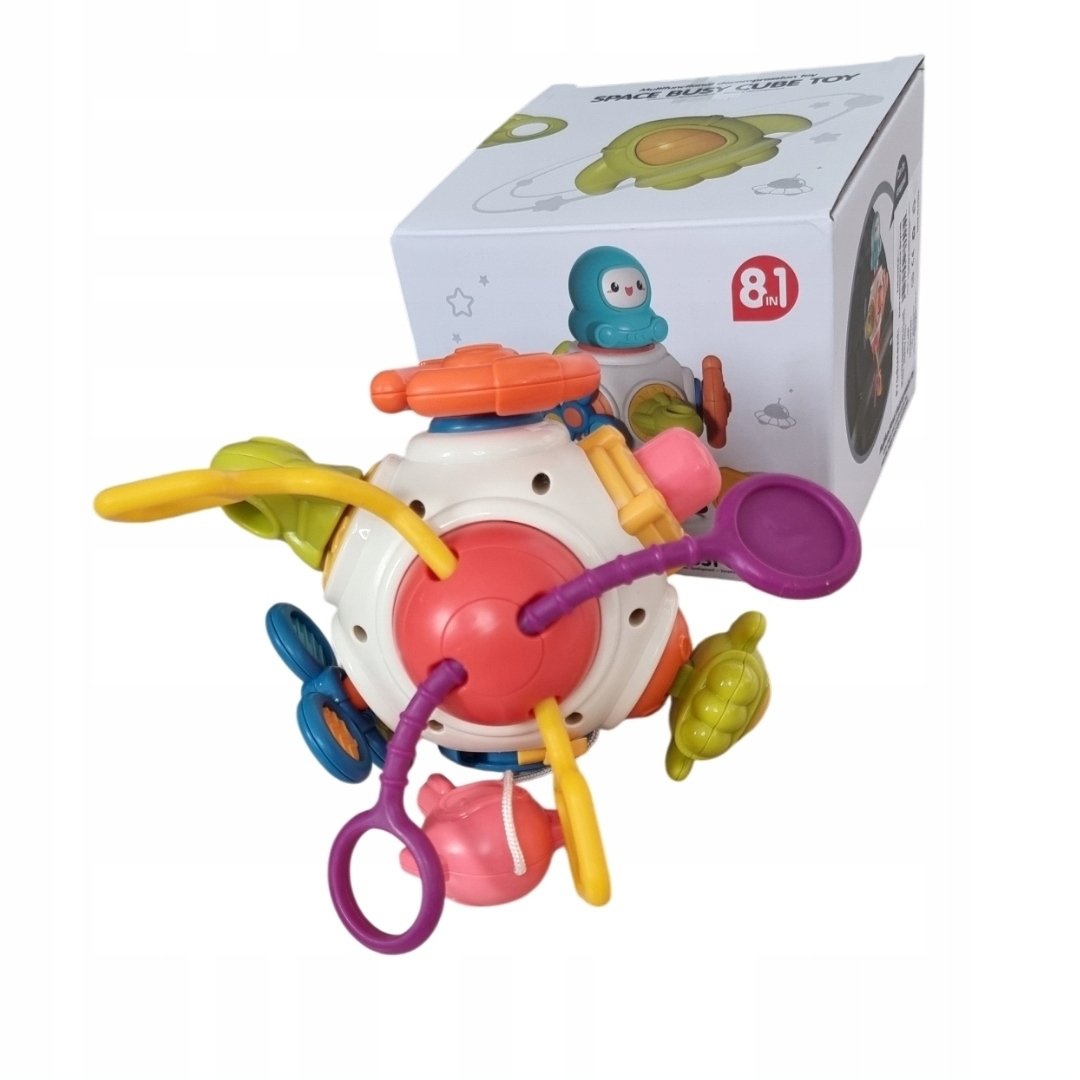 Interaktywna Zabawka Sensoryczna Kosmonauta 8w1 - Busy Cube Montessori dla Niemowląt - obrazek 8