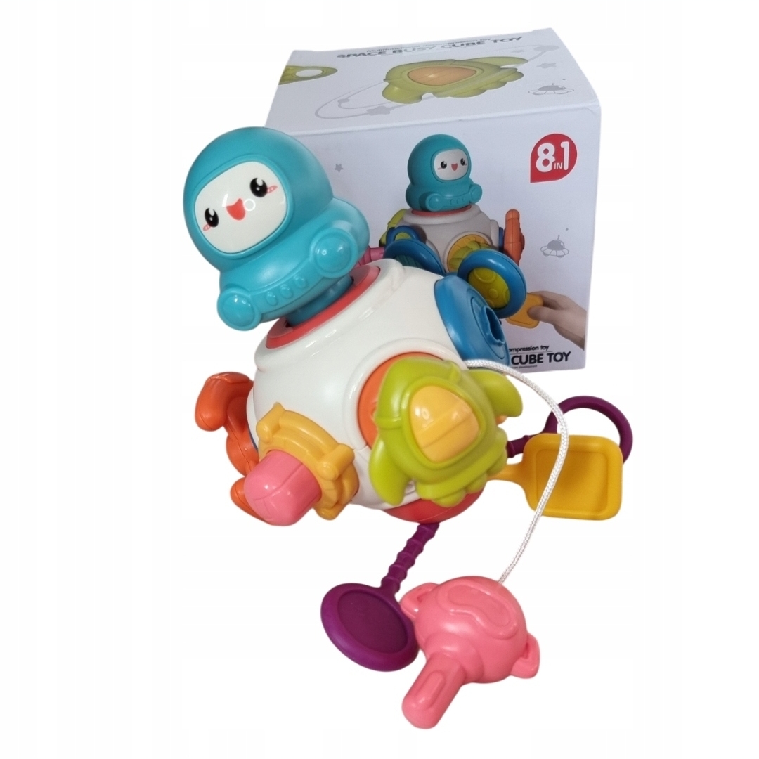 Interaktywna Zabawka Sensoryczna Kosmonauta 8w1 - Busy Cube Montessori dla Niemowląt - obrazek 7