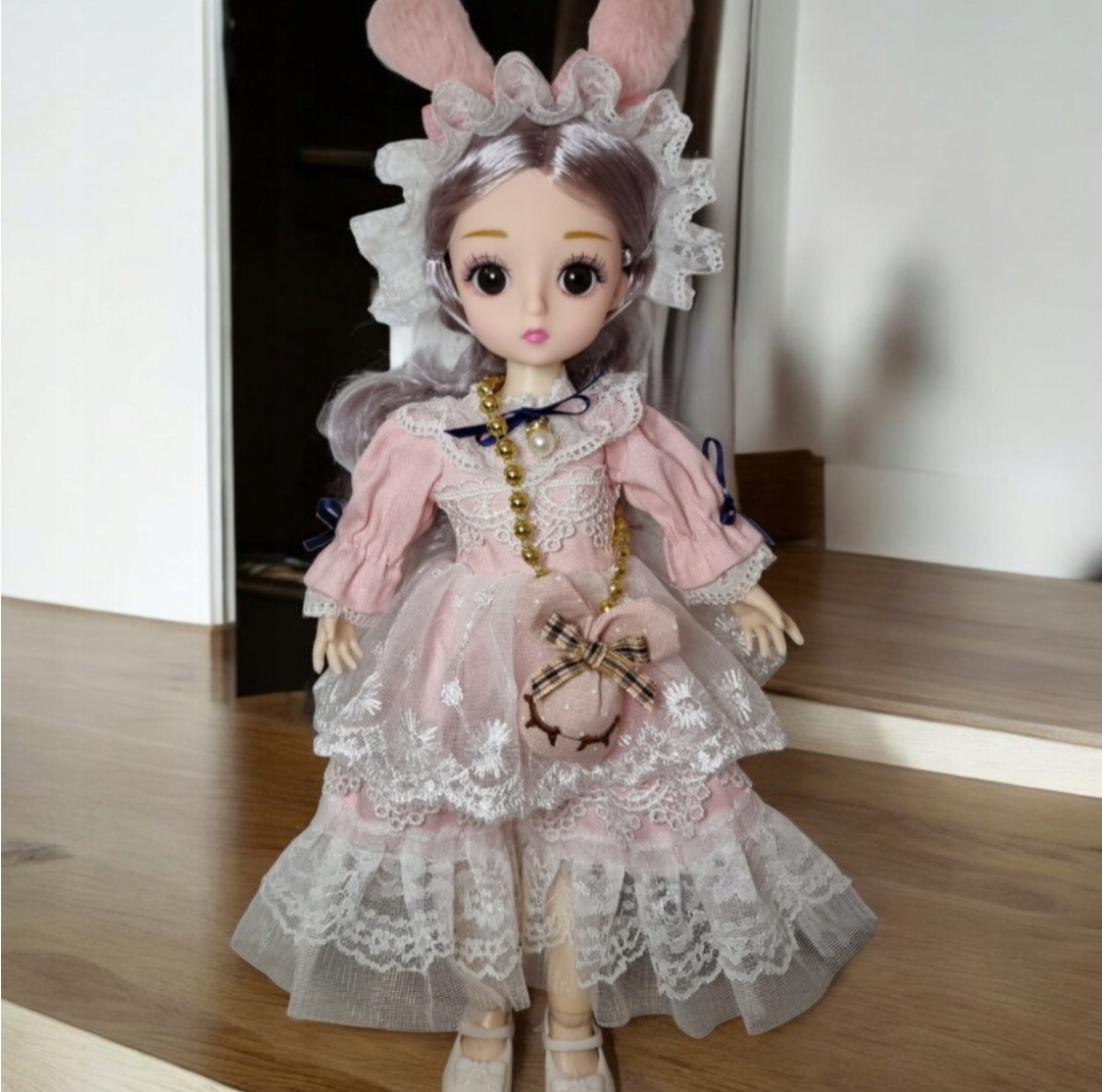 Lalka Kolekcjonerska 30 cm – Vintage Princesa z Uszkami i Ruchomymi Stawami - obrazek 7