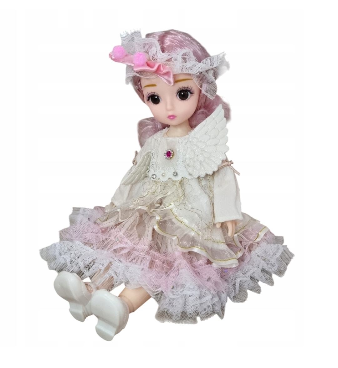 Lalka Kolekcjonerska Aniołek 30 cm - Skrzydła i Tiulowa Suknia - Ruchome Stawy Premium - obrazek 4