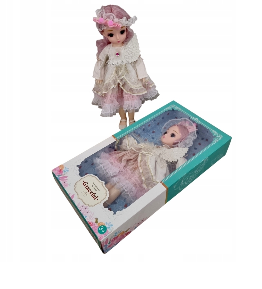 Lalka Kolekcjonerska Aniołek 30 cm - Skrzydła i Tiulowa Suknia - Ruchome Stawy Premium - obrazek 6
